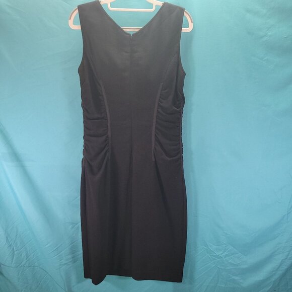 Etcetera Womens Size 8 Black Sleeveless Fitted Sheath Dress Leopard Print Lining - Picture 6 of 9